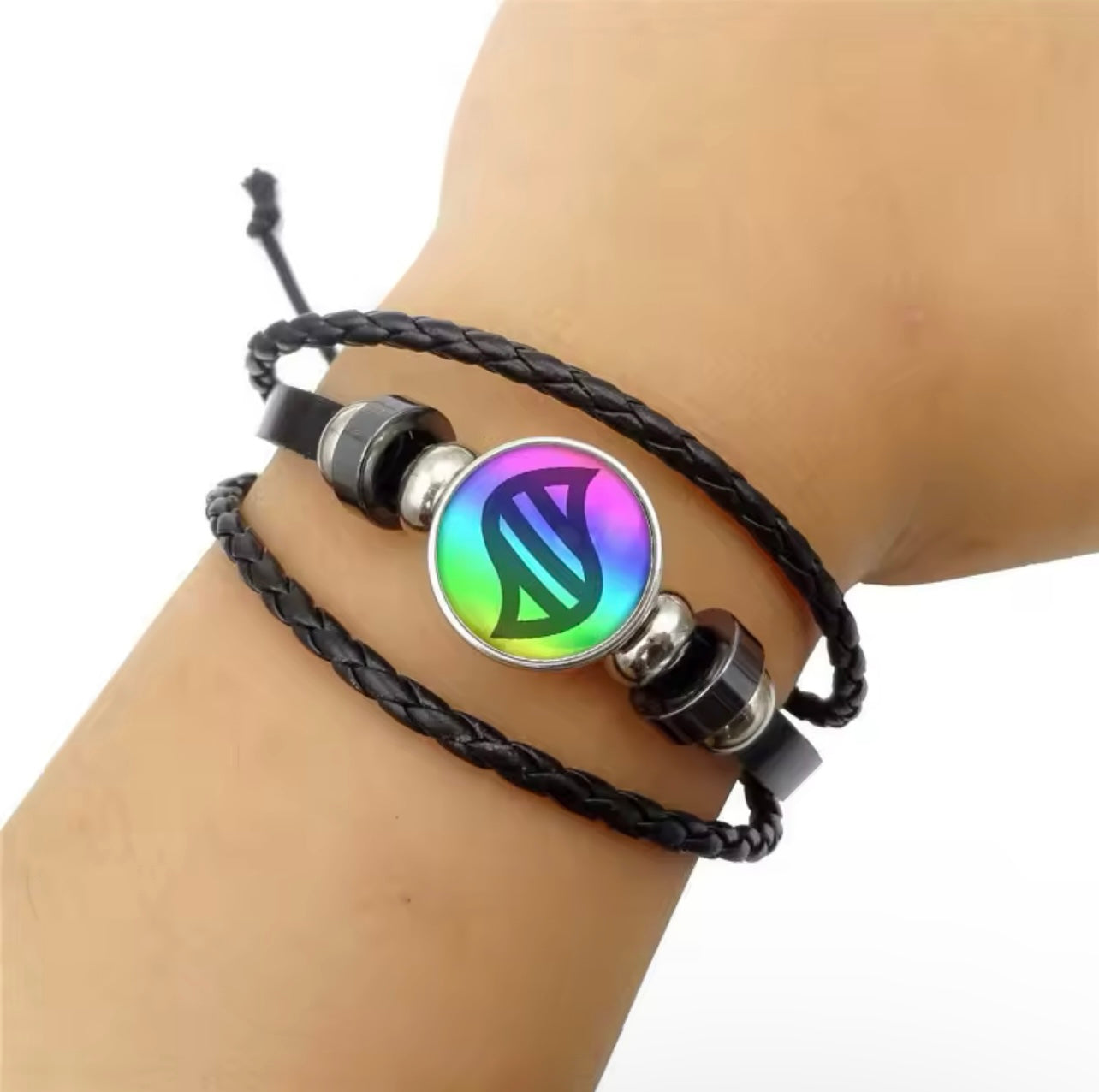Pokémon Mega Evolution Stone Snap Weave Leather Adjustable Bracelet